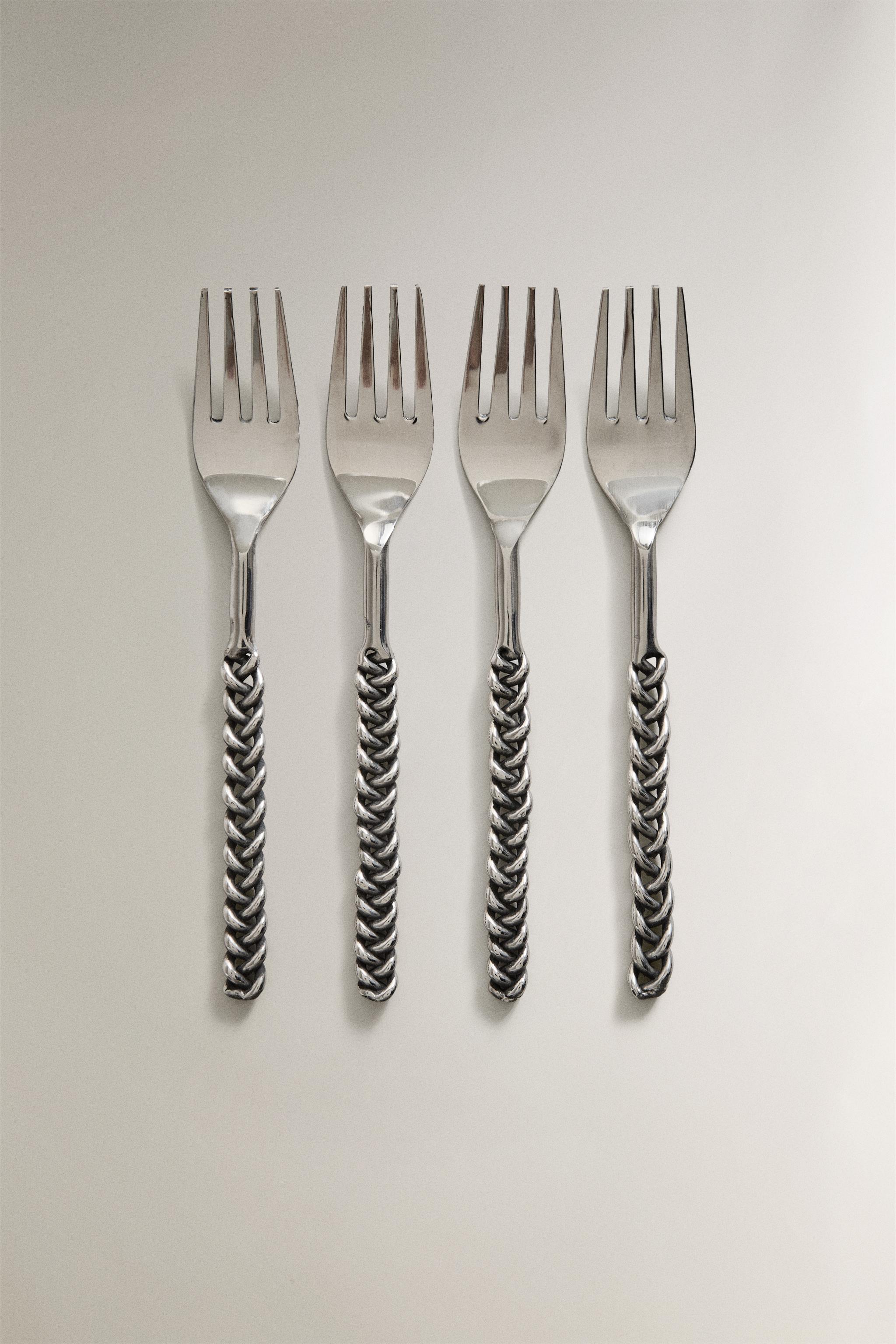 PACK OF DESSERT FORKS WITH BRAIDED METAL HANDLES (PACK OF 4)
